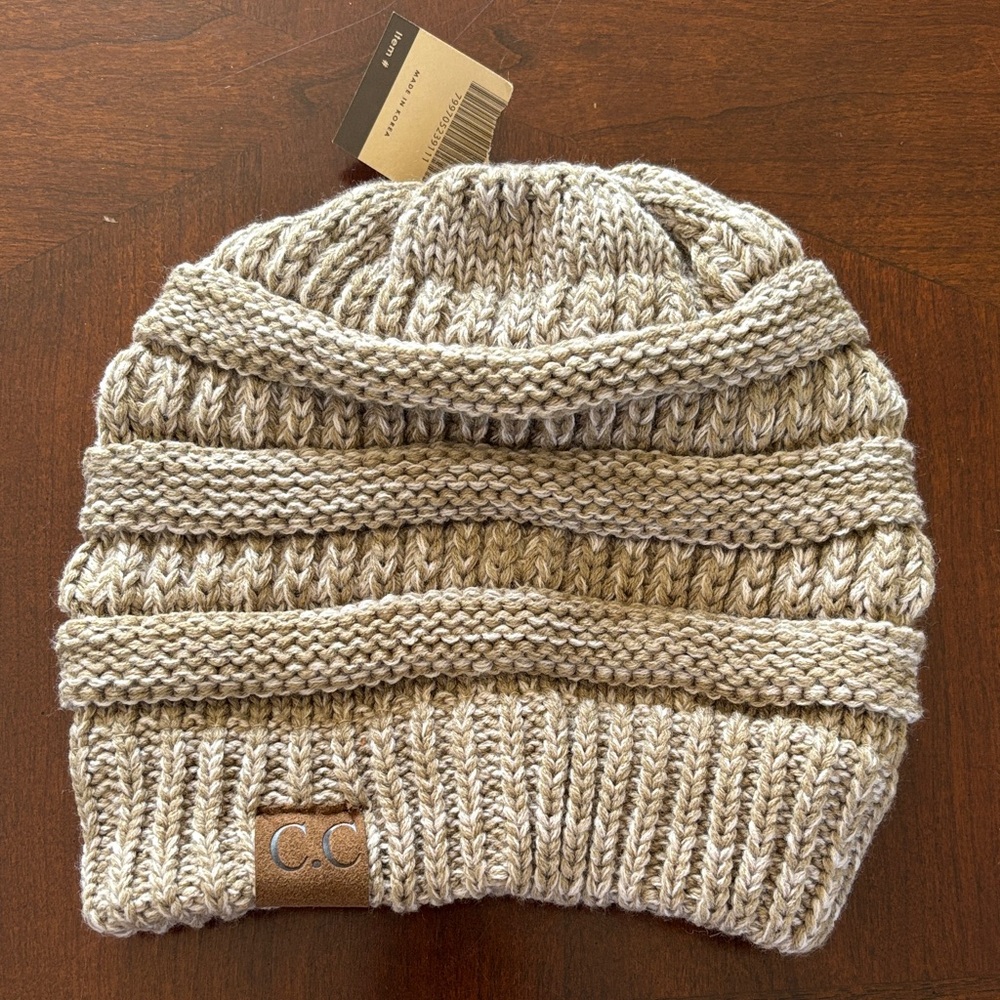C.C Chunky Knit Beanie in Light Brown